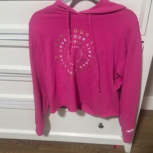 Pink Hoodie with Love Your Life Print